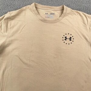 Under Armour Shirt Mens Medium Beige Freedom Wounded Warrior Project Heatgear